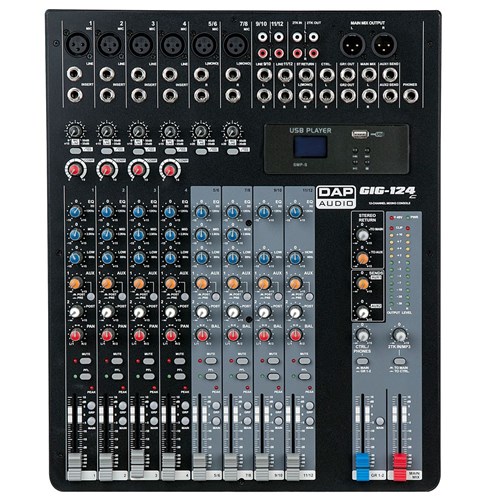 DAP Audio GIG-124C 12-Ch Mixer w/ USB MP3 Playback & Onboard Compression