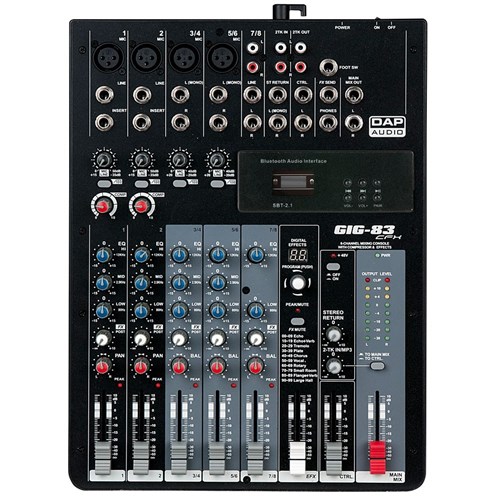 DAP Audio GIG-83CFX 8-Ch Mixer w/ DSP FX, Bluetooth & Onboard Compression