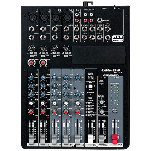 DAP Audio GIG-83CFX 8-Ch Mixer w/ DSP FX & Onboard Compression