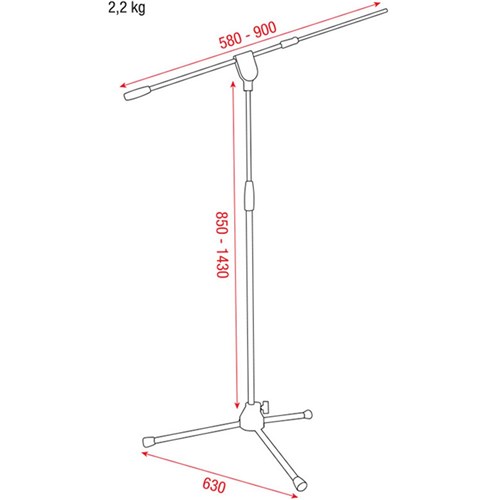 DAP Audio Pro Microphone Stand w/ Telescopic Boom (85-143cm)