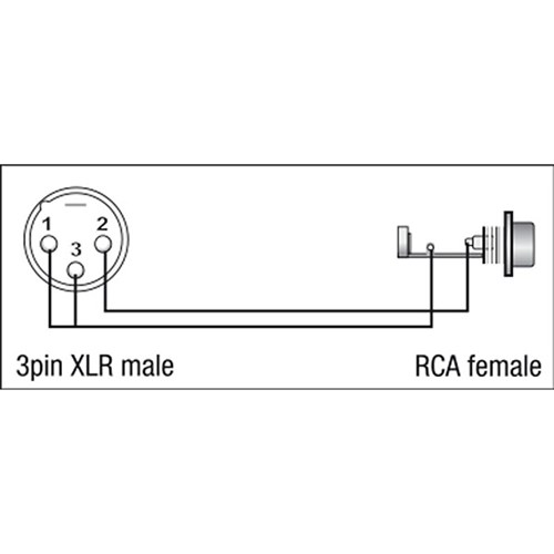 DAP Audio XGA-34 Xcaliber Series 3-Pin XLR(M) to RCA(F) Adapter (SINGLE)