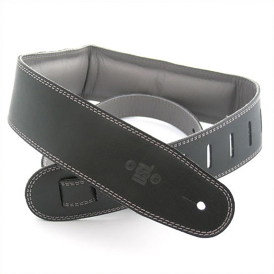 DSL GEG Series Padded Guitar Strap (Black, Grey Backing, 2.5