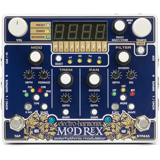 Electro Mod Rex Polyrhythmic Modulator Pedal w/ MIDI Sync and Tap Tempo