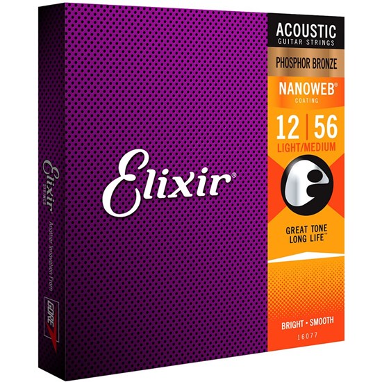 Elixir 16077 Acoustic Phosphor Bronze w/ Nanoweb Coating - Light-Medium (12-56)