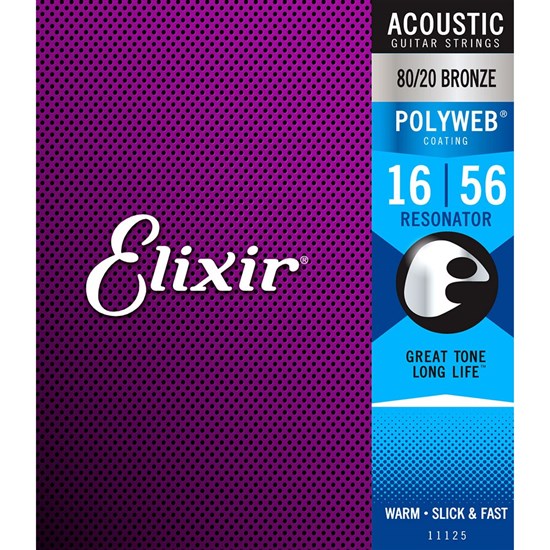 Elixir 11125 Acoustic 80/20 Bronze w/ Polyweb Coating - Resonator (16-56)