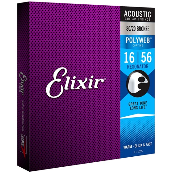 Elixir 11125 Acoustic 80/20 Bronze w/ Polyweb Coating - Resonator (16-56)