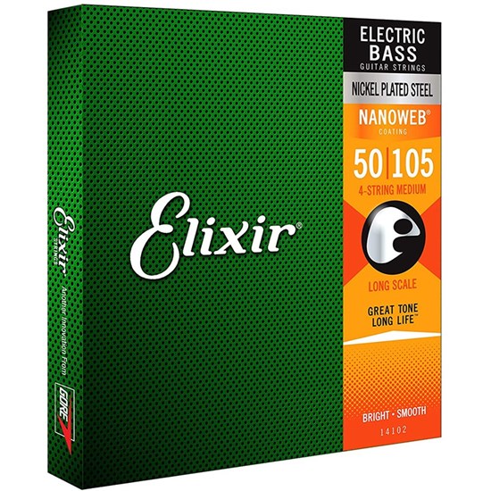 Elixir 14102 Electric Bass Nickel Plated Steel w/ Nanoweb Coating 4-String Med (50-105)