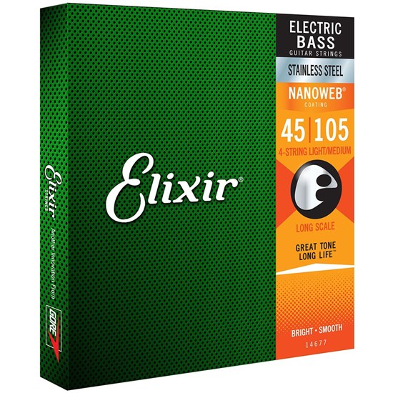 Elixir 14677 Electric Bass Stainless Steel w/ Nanoweb Coating 4S LT/Med LS (45-105)