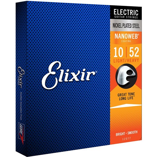 Elixir 12077 Electric Guitar Nickel Plated Steel w/ Nanoweb Coating Light / Heavy (10-52)