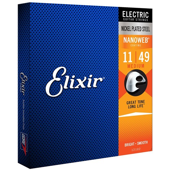 Elixir 12102 Electric Guitar Nickel Plated Steel w/ Nanoweb Coating - Medium (11-49)