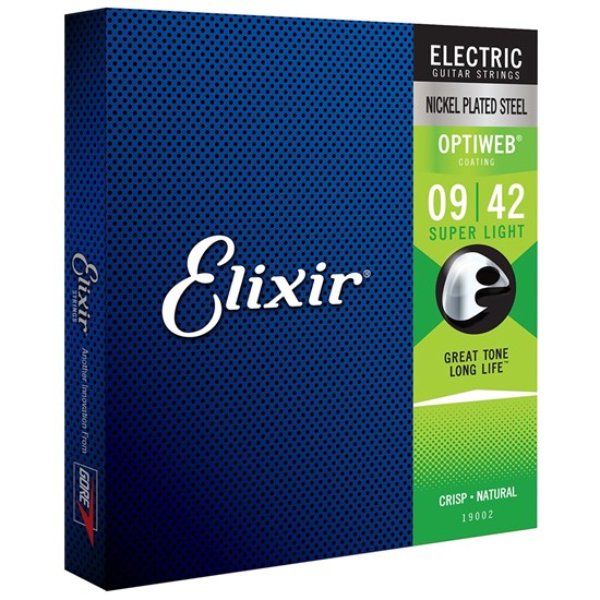 Elixir 19002 Electric Guitar Nickel Plated Steel w/ Optiweb Coating - 6-String S-LT (9-42)
