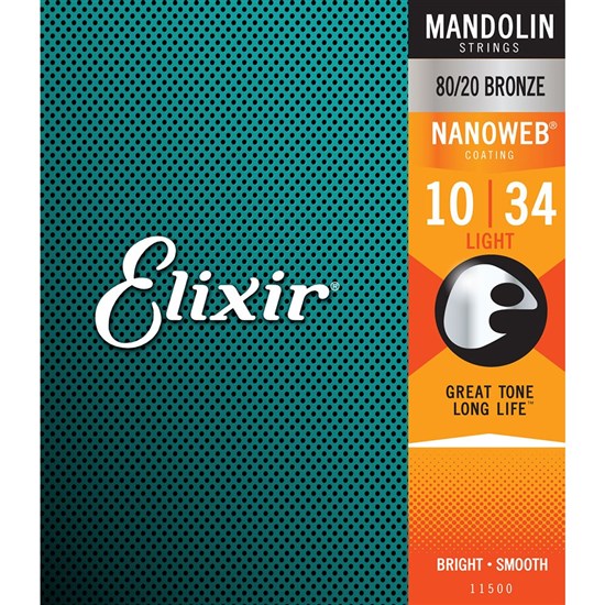 Elixir 11500 Mandolin Strings 80/20 Bronze w/ Nanoweb Coating - Light (10-34)