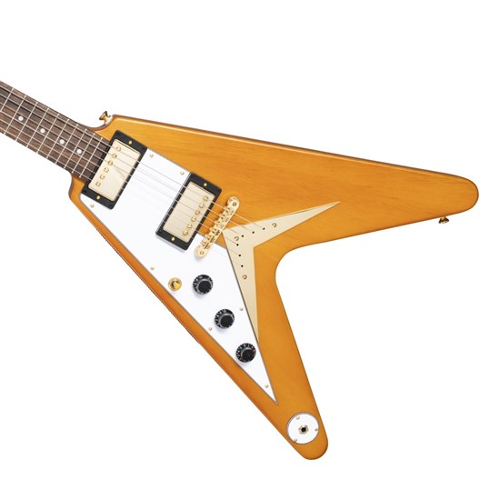 Epiphone 1958 Korina Flying V White Pickguard Left-Hand (Aged Natural) inc Hard Case