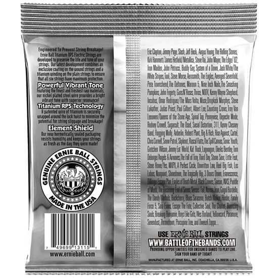 Ernie Ball Extra Slinky Coated Titanium RPS Electric Guitar Strings (10-52)