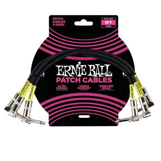 Ernie Ball 1' Angle / Angle Patch Cable 3-PACK - (Black)