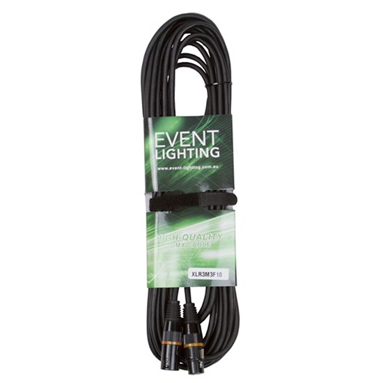 Event Lighting XLR3M3F10 3-Pin DMX Lead - Orange Indicator Ring (10m)