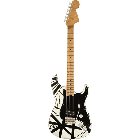 EVH Striped Series '78 Eruption Maple Fingerboard (White w/ Black Stripes Relic)