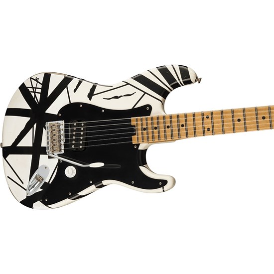 EVH Striped Series '78 Eruption Maple Fingerboard (White w/ Black Stripes Relic)