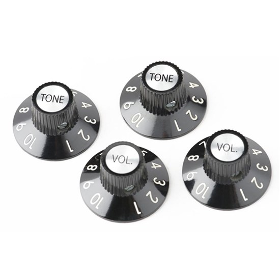 Fender 72 Telecaster Custom Knobs - Set of 4 Two Volume, Two Tone (Black)