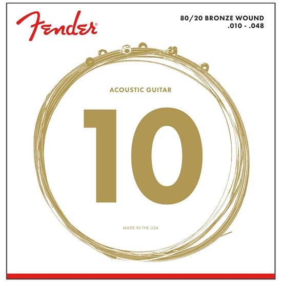 Fender 70L 80/20 Bronze Acoustic Guitar Strings - Extra Light (10-48)