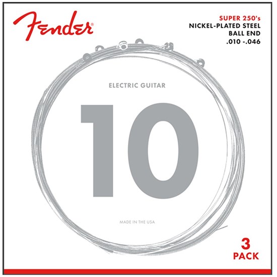 Fender 250R Super 250's Nickel Plated Steel Electric Guitar Strings 3-PACK Light (10-46)