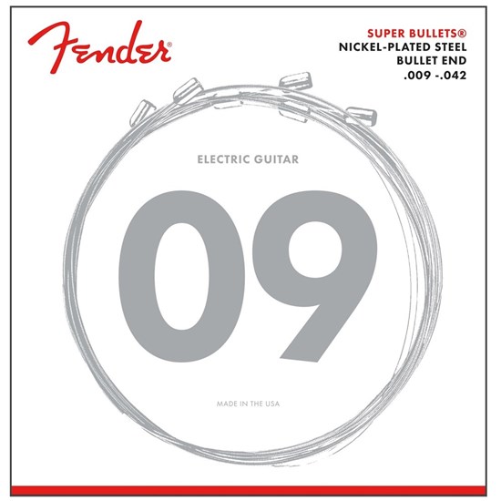 Fender 3250L Super Bullets Nickel Plated Steel Bullet End Electric Guitar Strings (9-42)