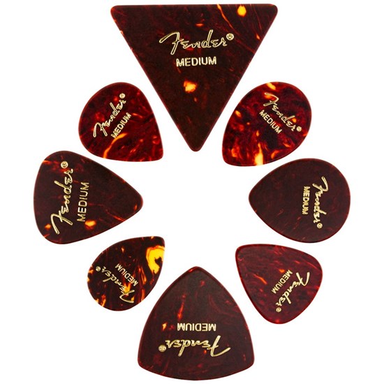 Fender Celluloid Shape Medley All Shapes Guitar Picks 8-Pack - Medium