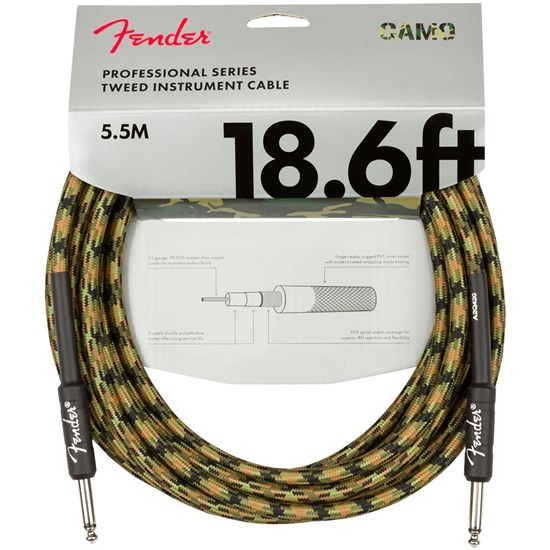 Fender Professional Instrument Cable Straight/Straight 18.6' (Woodland Camo)