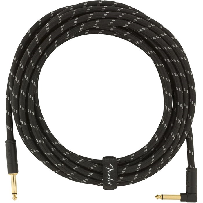 Fender Deluxe Series Instrument Cable - Straight / Angle - 18.6' (Black Tweed)