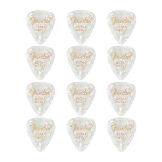 Fender 351 Shape Premium Picks 12-Pack - Extra Heavy (White Moto)