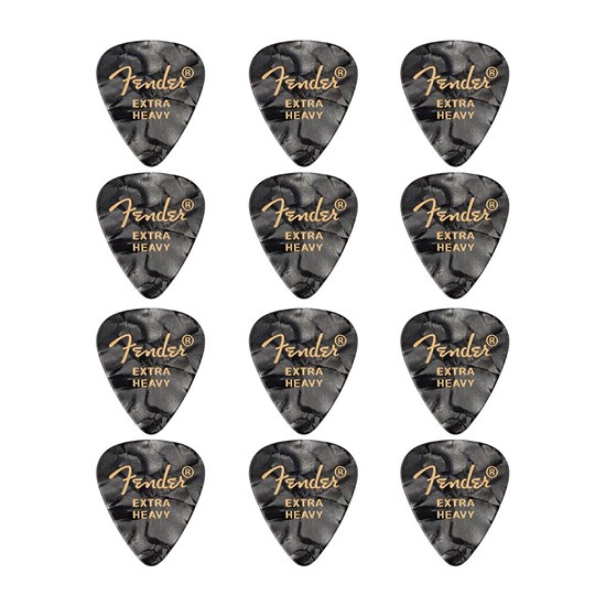 Fender 351 Shape Premium Picks 12-Pack - Extra Heavy (Black Moto)