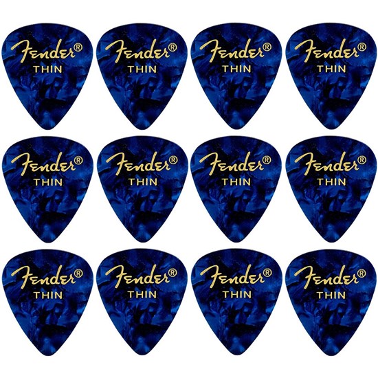 Fender 351 Shape Premium Celluloid Picks 12-Pack - Thin (Blue Moto)