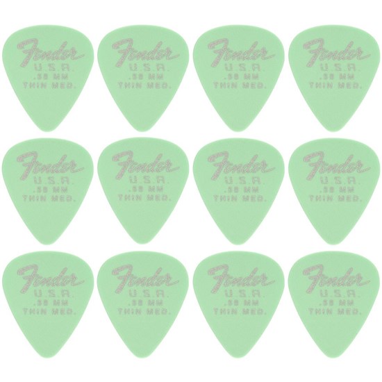 Fender Dura-Tone Delrin Pick 351 Shape 12-Pack - .58mm Thin (Surf Green)