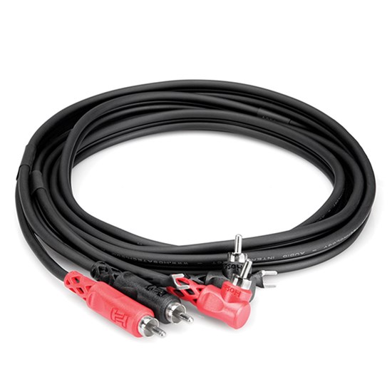 Hosa CRA-202DJ Dual RCA to Dual Right-Angle RCA w/ Ground Stereo Interconnect Cable (2m)