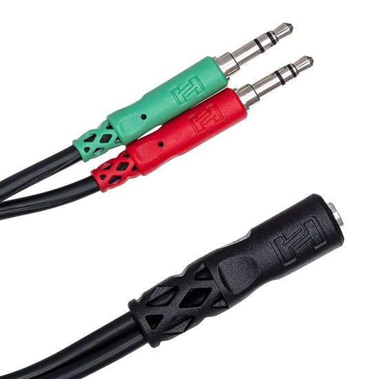 Hosa YMM-107 3.5mm TRRS(F) to Dual 3.5 mm TRS(M) Headset/Mic Breakout Cable