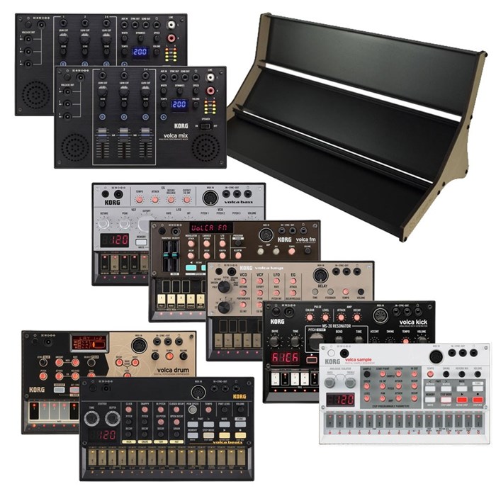 Korg Volca Ultimate Pack w/ Bass, Beats, Drum, FM2, Keys, Kick, Sample2, Mix (x2) & Rack