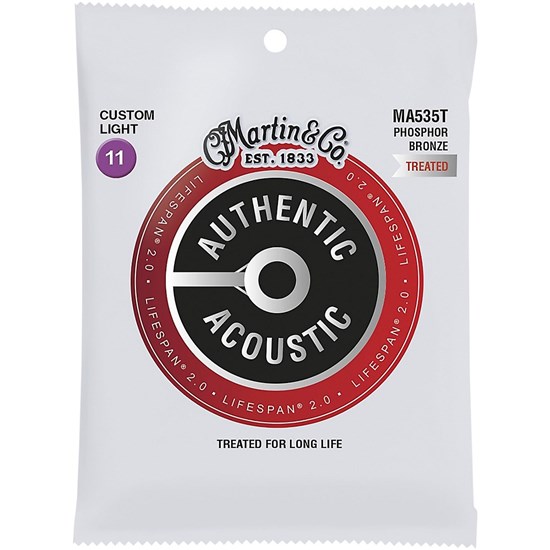 Martin MA535T Lifespan 2.0 92/8 Phosphor Bronze Custom Light Acoustic Strings 11-52