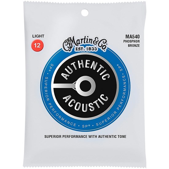 Martin MA540 Authentic SP 92/8 Light Phosphor Bronze Acoustic Guitar Strings 12-54