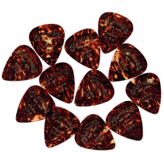 Martin Celluloid Picks 12 Pack (Faux Tortoise 46mm)