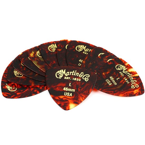 Martin Celluloid Picks 12 Pack (Faux Tortoise 46mm)