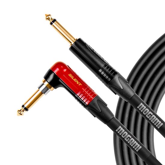 Mogami Platinum Right-Angle to Straight Guitar Cable w/ Silent Plug (12ft)