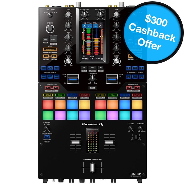 Pioneer DJMS11 Professional Scratch-Style 2-Channel DJ Mixer for Serato DJ Pro