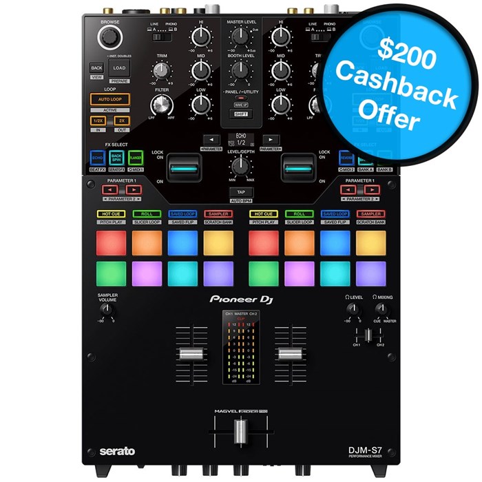 Pioneer DJMS7 Scratch-Style 2-Channel Performance DJ Mixer for Serato DJ Pro