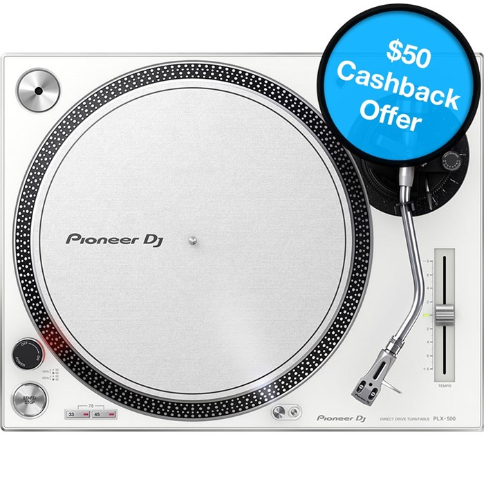 Pioneer PLX500 Turntable in White (Cartridge Included)