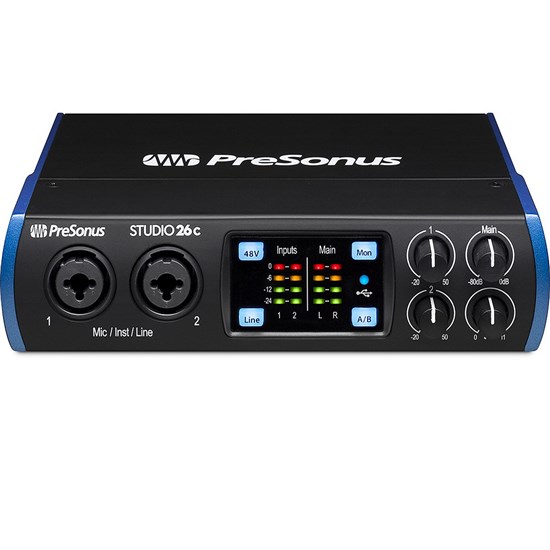 PreSonus Studio 26c 2x4 USB-C Interface w/ Studio One Artist & Ableton Live Lite