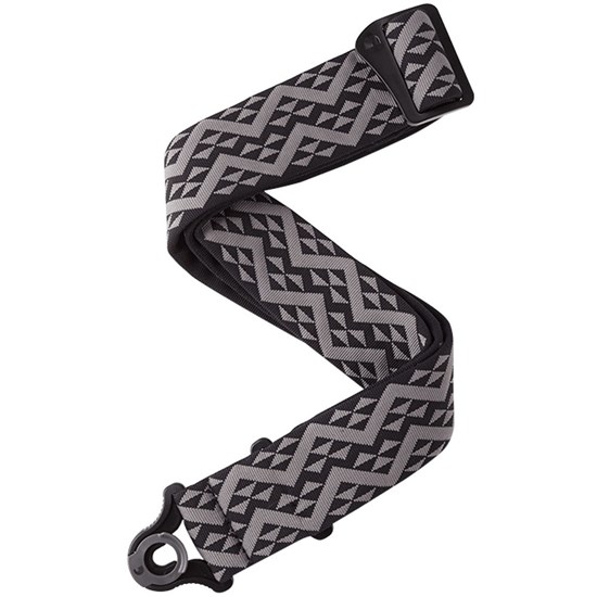 D'Addario Auto Lock Padded Guitar Strap (Black Geometric Pattern)