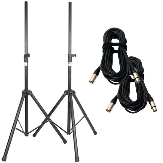 QSC CP8 PA Speaker Pack w/ Stands & 10m XLR Cables (Pair)