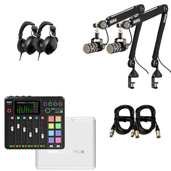 Rode RodeCaster Pro II Pack 2 w/ 2x PodMic, PSA1+, NTH100, Cover & XLR Cables (3m)