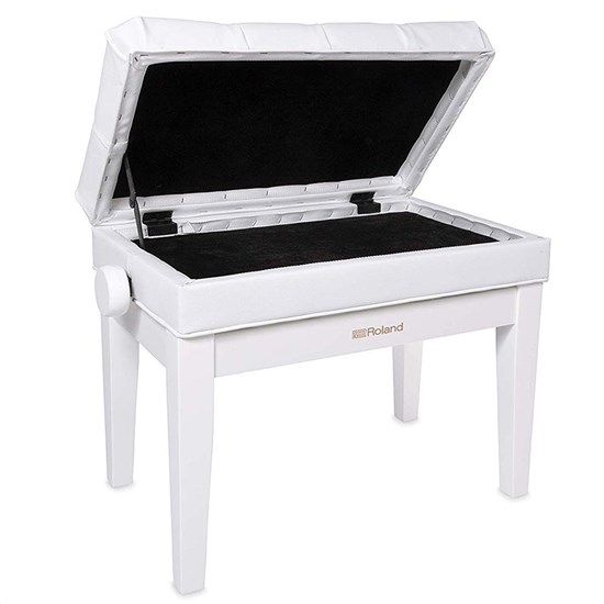 Roland RPB500 Piano Bench w/ Cushioned Seat & Storage Compartment (Polished White)