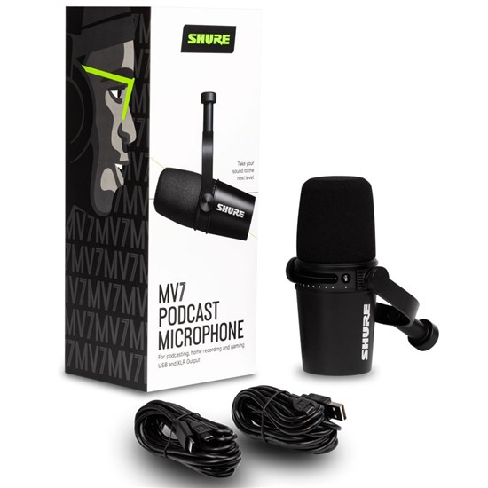 Shure Motiv MV7 USB / XLR Dynamic Podcasting Microphone (Black)